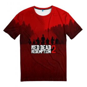 Мужская футболка 3D с принтом RED DEAD REDEMPTION 2 в Кировске, 100% полиэфир | прямой крой, круглый вырез горловины, длина до линии бедер | Тематика изображения на принте: game | red dead | red dead redemption 2 | redemption 2 | rockstar games | бандиты | дикий запад | игры | ковбои | оружие