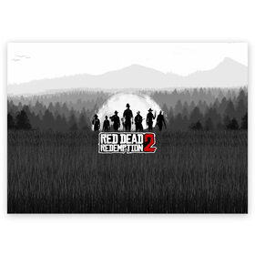 Поздравительная открытка с принтом Red Dead Redemption 2 в Кировске, 100% бумага | плотность бумаги 280 г/м2, матовая, на обратной стороне линовка и место для марки
 | Тематика изображения на принте: game | red dead | red dead redemption 2 | redemption 2 | rockstar games | бандиты | дикий запад | игры | ковбои | оружие