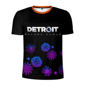 Мужская футболка 3D спортивная с принтом Новогодний Detroit: Become human в Кировске, 100% полиэстер с улучшенными характеристиками | приталенный силуэт, круглая горловина, широкие плечи, сужается к линии бедра | 