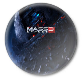 Значок с принтом MASS EFFECT 3 в Кировске,  металл | круглая форма, металлическая застежка в виде булавки | Тематика изображения на принте: 