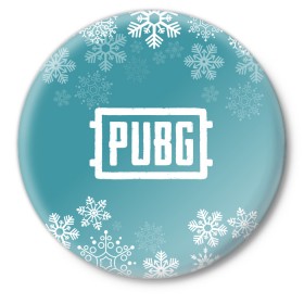 Значок с принтом PUBG Новогодний в Кировске,  металл | круглая форма, металлическая застежка в виде булавки | 