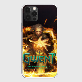 Чехол для iPhone 12 Pro с принтом GWENT: The Witcher Card Game в Кировске, силикон | область печати: задняя сторона чехла, без боковых панелей | Тематика изображения на принте: blood | dota | game | games | gwent | player | rpg | the | witcher | ведьмак | война | войны | волк | волки | гвент | гвинт | геральт | игра | игрок | игры | карточная | карты | кровь | лого | меч | полосы | рпг | символ | символы | три