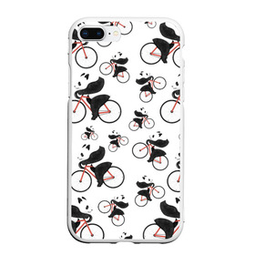 Чехол для iPhone 7Plus/8 Plus матовый с принтом Панды На Велосипеде в Кировске, Силикон | Область печати: задняя сторона чехла, без боковых панелей | велосипед | мишки | панда | паттерн