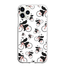 Чехол для iPhone 11 Pro Max матовый с принтом Панды На Велосипеде в Кировске, Силикон |  | велосипед | мишки | панда | паттерн