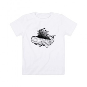 Детская футболка хлопок с принтом Whale forest в Кировске, 100% хлопок | круглый вырез горловины, полуприлегающий силуэт, длина до линии бедер | абстракция | кит | лес | природа