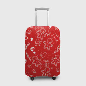 Чехол для чемодана 3D с принтом Новогоднее настроение RED в Кировске, 86% полиэфир, 14% спандекс | двустороннее нанесение принта, прорези для ручек и колес | настроение | новый год | печенье | подарки