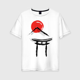 Женская футболка хлопок Oversize с принтом Японский стиль в Кировске, 100% хлопок | свободный крой, круглый ворот, спущенный рукав, длина до линии бедер
 | азия | восток | путешествия | сакура | япония
