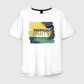 Мужская футболка хлопок Oversize с принтом Тропическое лето в Кировске, 100% хлопок | свободный крой, круглый ворот, “спинка” длиннее передней части | лето | море | отдых | пальма | песок | пляж | путешествия | солнце