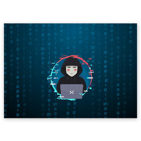 Поздравительная открытка с принтом Anonymous hacker в Кировске, 100% бумага | плотность бумаги 280 г/м2, матовая, на обратной стороне линовка и место для марки
 | anonymous | hacker | it | аноним | взлом | компьютер | ноутбук | программист | хакер