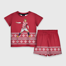 Детский костюм с шортами 3D с принтом Luka Modric в Кировске,  |  | luka modric | modric | new yaer | зима футбол | модрич | новый год | новый год футбол | футбол | футбол новый год