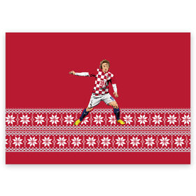 Поздравительная открытка с принтом Luka Modric в Кировске, 100% бумага | плотность бумаги 280 г/м2, матовая, на обратной стороне линовка и место для марки
 | Тематика изображения на принте: luka modric | modric | new yaer | зима футбол | модрич | новый год | новый год футбол | футбол | футбол новый год