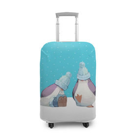 Чехол для чемодана 3D с принтом Милые пингвинчики в Кировске, 86% полиэфир, 14% спандекс | двустороннее нанесение принта, прорези для ручек и колес | christmas | new | pinguin | snow | snowflakes | winter | xmas | year | год | зима | новый | пингвин | рождество | снег | снежинки