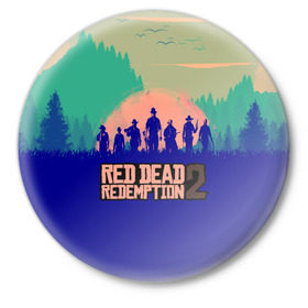 Значок с принтом Red Dead Redemption 2 в Кировске,  металл | круглая форма, металлическая застежка в виде булавки | 