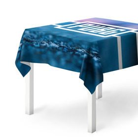 Скатерть 3D с принтом PUBG light blue в Кировске, 100% полиэстер (ткань не мнется и не растягивается) | Размер: 150*150 см | pubg | игра | лого | пубг | светлый | стрелялка | шутер