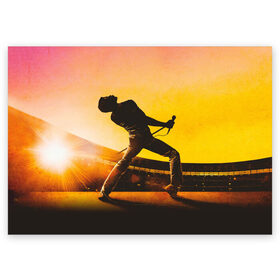 Поздравительная открытка с принтом Queen Bohemian Rhapsody в Кировске, 100% бумага | плотность бумаги 280 г/м2, матовая, на обратной стороне линовка и место для марки
 | band | bohemian | film | freddie | legend | mercury | movie | queen | rhapsody | rock | singer | богемская | вокалист | группа | квин | кино | куин | легенда | меркури | меркьюри | меркюри | певец | рапсодия | рок | фильм | фредди