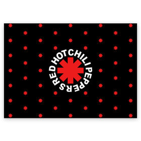 Поздравительная открытка с принтом Red Hot Chili Peppers в Кировске, 100% бумага | плотность бумаги 280 г/м2, матовая, на обратной стороне линовка и место для марки
 | chili | cross | hot | logo | music | peppers | red | red hot chili peppers | rhcp | rock | star | symbol | звезда | звездочка | красная | красный | крест | логотип | музыка | перцы | рок | символ | цветок | цветочек | чили