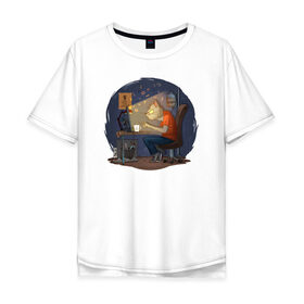 Мужская футболка хлопок Oversize с принтом IT - кот в Кировске, 100% хлопок | свободный крой, круглый ворот, “спинка” длиннее передней части | birdborn | it | админ | подарок | программист | профессия | работа