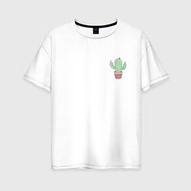 Женская футболка хлопок Oversize с принтом Fucktus-2 в Кировске, 100% хлопок | свободный крой, круглый ворот, спущенный рукав, длина до линии бедер
 | cactus | you | аргументы | иголки | кактус | карман | колючий | растение