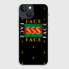 Чехол для iPhone 13 mini с принтом FACE GG Style в Кировске,  |  | Тематика изображения на принте: dark | eshkere | face | gucci | gussi | hate | hip | love | rap | raper | rapper | russian | tattoo | антибренд | гуси | гусси | гучи | гуччи | дремин | иван | мрачный | репер | русский | рэп | рэпер | тату | фэйс | хип | хоп | эщкере