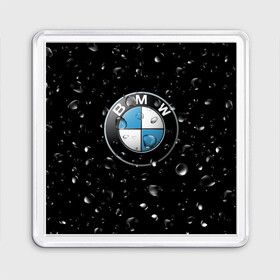 Магнит 55*55 с принтом BMW под Дождём в Кировске, Пластик | Размер: 65*65 мм; Размер печати: 55*55 мм | auto | bmw | logo | moto | symbol | авто | автомобили | автомобилисту | автомобильная | бмв | гонки | дождь | знак | капли | лого | логотип | марка | машина | машинки | машины | мото | мотоцикл | символ | тачка | тюнинг