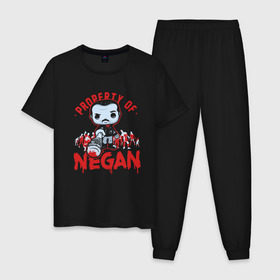 Мужская пижама хлопок с принтом Property of Negan в Кировске, 100% хлопок | брюки и футболка прямого кроя, без карманов, на брюках мягкая резинка на поясе и по низу штанин
 | Тематика изображения на принте: 