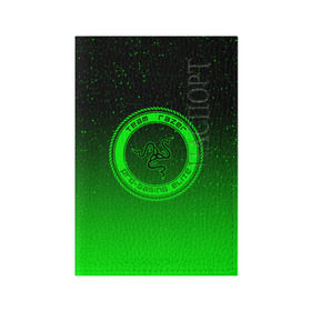 Обложка для паспорта матовая кожа с принтом RAZER SPACE в Кировске, натуральная матовая кожа | размер 19,3 х 13,7 см; прозрачные пластиковые крепления | 101 | brand | company | gamer | green | logo | mamba | naga | player | razer | rzr | snake | space | бренд | железо | зеленый | змея | компания | космос | лого | рейзер | софт