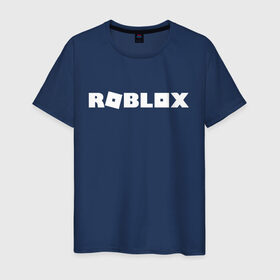 Мужская футболка хлопок с принтом Roblox Logo в Кировске, 100% хлопок | прямой крой, круглый вырез горловины, длина до линии бедер, слегка спущенное плечо. | Тематика изображения на принте: logo | roblox | лого | логотип | надпись | роблокс