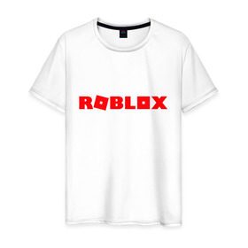 Мужская футболка хлопок с принтом Roblox Logo в Кировске, 100% хлопок | прямой крой, круглый вырез горловины, длина до линии бедер, слегка спущенное плечо. | Тематика изображения на принте: logo | roblox | лого | логотип | надпись | роблокс