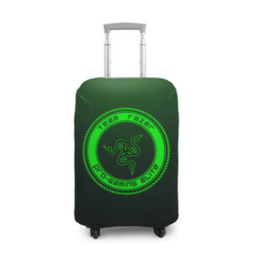 Чехол для чемодана 3D с принтом RAZER в Кировске, 86% полиэфир, 14% спандекс | двустороннее нанесение принта, прорези для ручек и колес | 101 | brand | company | gamer | green | logo | mamba | naga | player | razer | rzr | snake | бренд | железо | зеленый | змея | компания | лого | рейзер | софт