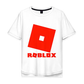 Мужская футболка хлопок Oversize с принтом Roblox Logo в Кировске, 100% хлопок | свободный крой, круглый ворот, “спинка” длиннее передней части | logo | roblox | лого | логотип | надпись | роблокс