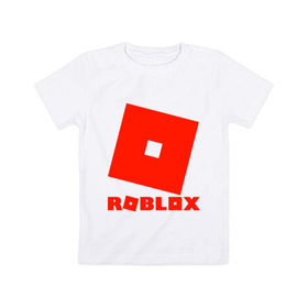 Детская футболка хлопок с принтом Roblox Logo в Кировске, 100% хлопок | круглый вырез горловины, полуприлегающий силуэт, длина до линии бедер | Тематика изображения на принте: logo | roblox | лого | логотип | надпись | роблокс