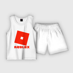 Детская пижама с шортами хлопок с принтом Roblox Logo в Кировске,  |  | logo | roblox | лого | логотип | надпись | роблокс