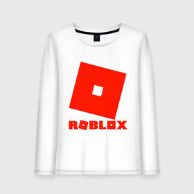 Женский лонгслив хлопок с принтом Roblox Logo в Кировске, 100% хлопок |  | logo | roblox | лого | логотип | надпись | роблокс