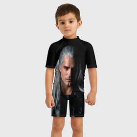 Детский купальный костюм 3D с принтом The Witcher. Geralt of Rivia в Кировске, Полиэстер 85%, Спандекс 15% | застежка на молнии на спине | andrzej | cavill | ciri | cirilla | geralt | henry | netflix | rivia | sapkowski | witcher | yennefer | анджей | ведьмак | генри | геральт | йеннифэр | кавилл | ривия | сапковский | цири | цирилла