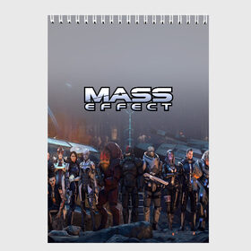 Скетчбук с принтом Mass Effect в Кировске, 100% бумага
 | 48 листов, плотность листов — 100 г/м2, плотность картонной обложки — 250 г/м2. Листы скреплены сверху удобной пружинной спиралью | amdromeda initiative | andromeda | game | gun | hemet | n7 | rifle | ryder | soldier | space | star | weapon