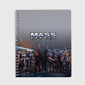 Тетрадь с принтом Mass Effect в Кировске, 100% бумага | 48 листов, плотность листов — 60 г/м2, плотность картонной обложки — 250 г/м2. Листы скреплены сбоку удобной пружинной спиралью. Уголки страниц и обложки скругленные. Цвет линий — светло-серый
 | amdromeda initiative | andromeda | game | gun | hemet | n7 | rifle | ryder | soldier | space | star | weapon