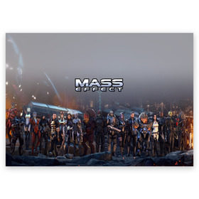 Поздравительная открытка с принтом Mass Effect в Кировске, 100% бумага | плотность бумаги 280 г/м2, матовая, на обратной стороне линовка и место для марки
 | amdromeda initiative | andromeda | game | gun | hemet | n7 | rifle | ryder | soldier | space | star | weapon