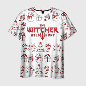 Мужская футболка 3D с принтом The Witcher Новогодний в Кировске, 100% полиэфир | прямой крой, круглый вырез горловины, длина до линии бедер | wild hunt | арбалет | ведьмак 3 | геральт | год | дикая | магия | новый | охота | снег | цири