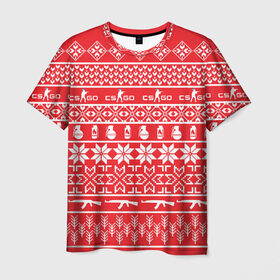 Мужская футболка 3D с принтом CS GO Новогодний в Кировске, 100% полиэфир | прямой крой, круглый вырез горловины, длина до линии бедер | 2019 | cs go. | костюм на новый год | кс | кс го | новый год