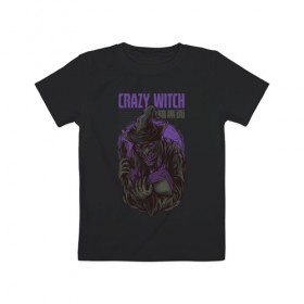 Детская футболка хлопок с принтом Ведьма в Кировске, 100% хлопок | круглый вырез горловины, полуприлегающий силуэт, длина до линии бедер | witch | баба яга | ведьма | колдунья | ужас