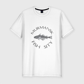 Мужская футболка хлопок Slim с принтом Мурманск в Кировске, 92% хлопок, 8% лайкра | приталенный силуэт, круглый вырез ворота, длина до линии бедра, короткий рукав | мурмаск