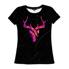 Женская футболка 3D с принтом Deer в Кировске, 100% полиэфир ( синтетическое хлопкоподобное полотно) | прямой крой, круглый вырез горловины, длина до линии бедер | deer | minimalism | минимализм | олень