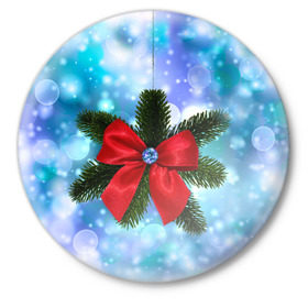 Значок с принтом Новогодний бантик в Кировске,  металл | круглая форма, металлическая застежка в виде булавки | christmas | cookie | gift | gingerbread | new | present | snow | snowflakes | three | xmas | year | год | ёлка | ель | новый | подарок | пряник | рождество | снег | снежинки | сюрприз