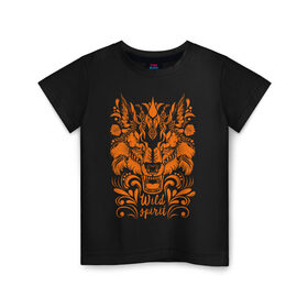 Детская футболка хлопок с принтом Wild Fox в Кировске, 100% хлопок | круглый вырез горловины, полуприлегающий силуэт, длина до линии бедер | Тематика изображения на принте: fox | siberia | wild | волк | животные | лиса | свобода | сибирь