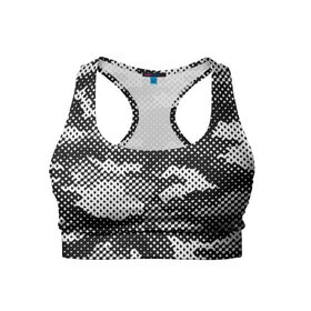 Женский спортивный топ 3D с принтом Черный камуфляж в Кировске, 82% полиэстер, 18% спандекс Ткань безопасна для здоровья, позволяет коже дышать, не мнется и не растягивается |  | камуфляж | милитари | стиль | тренд | узор