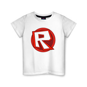 Детская футболка хлопок с принтом Roblox в Кировске, 100% хлопок | круглый вырез горловины, полуприлегающий силуэт, длина до линии бедер | minecraft | roblox | игра | копатель | майнкрафт | роблокс