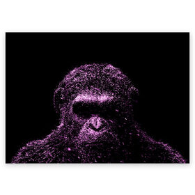 Поздравительная открытка с принтом Обезьяна 3D в Кировске, 100% бумага | плотность бумаги 280 г/м2, матовая, на обратной стороне линовка и место для марки
 | 3d | 3д | животное | обезьяна