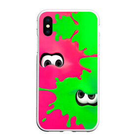 Чехол для iPhone XS Max матовый с принтом Splatoon в Кировске, Силикон | Область печати: задняя сторона чехла, без боковых панелей | брызги | глаза | зеленый | игра | краски | розовый | салатовый