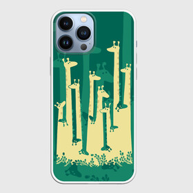 Чехол для iPhone 13 Pro Max с принтом Жирафы в Кировске,  |  | africa | animals | fantasy | giraffes | long | neck | silhouette | spots | stencil | surrealism | аниме | африка | ветки | длинная | животные | жирафы | зелёный | картинка | крутой | листья | лучший | пятна | растения | рисунок | силуэт