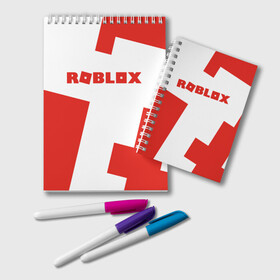 Блокнот с принтом ROBLOX Red в Кировске, 100% бумага | 48 листов, плотность листов — 60 г/м2, плотность картонной обложки — 250 г/м2. Листы скреплены удобной пружинной спиралью. Цвет линий — светло-серый
 | block | lego | logo | minecraft | online | oof | quest | roblocks | roblockx | roblox | studio | блок | блоки | голова | игра | игры | квест | лего | лицо | лого | логотип | майнкрафт | онлайн | роблокс | символ | студия